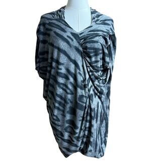 Yigal Azrouel Gray Animal Print Draped Asymmetrical Dress Size 0 Avant Garde